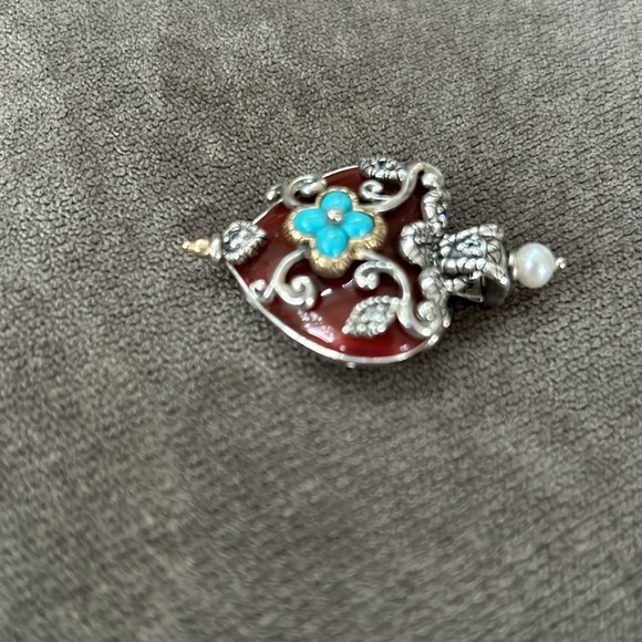 Barbara Bixby Heart Enhancer Carnelian Turquoise and Pearl - Picture 4 of 9